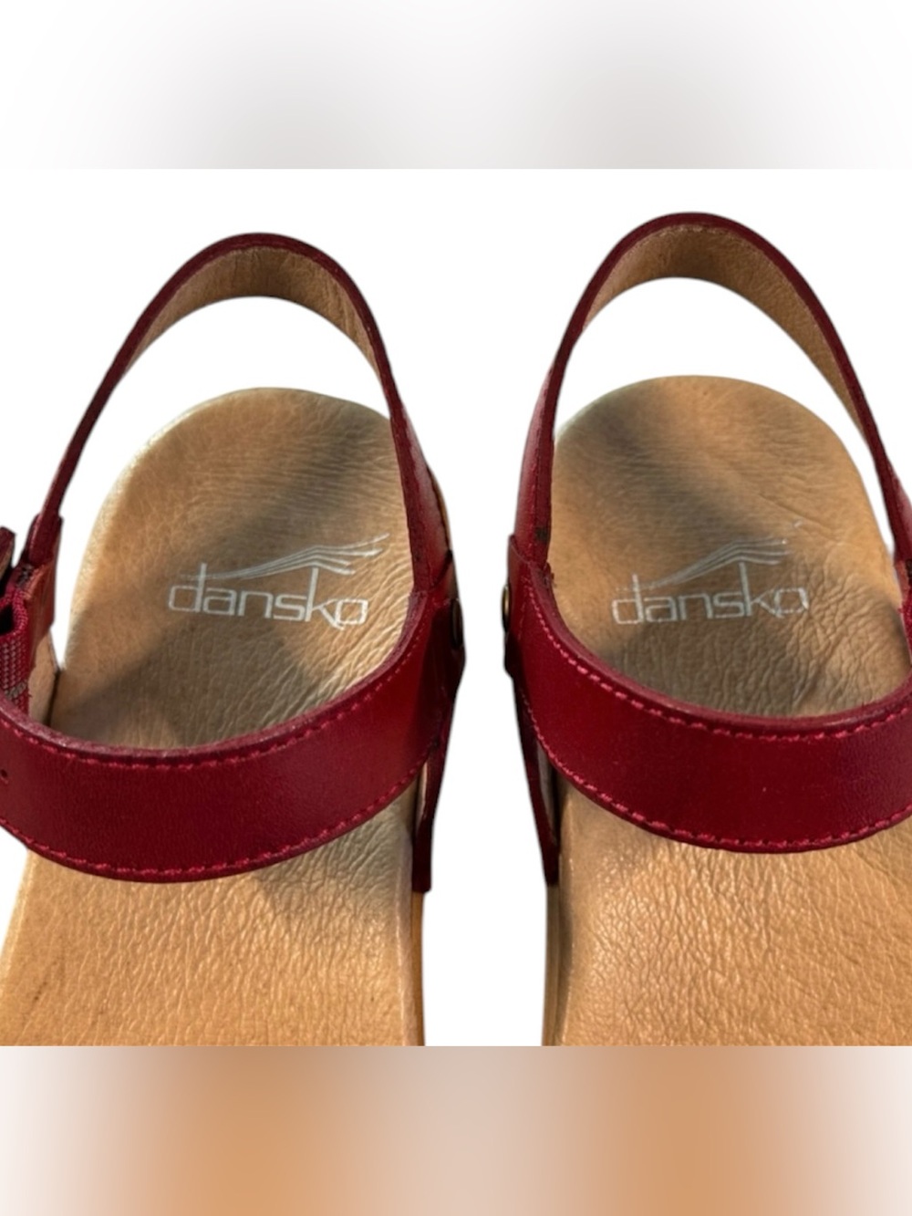 Dansko Red Leather Mary Jane Slingback Clogs with Scalloped Cutouts💕 - Picture 8 of 16